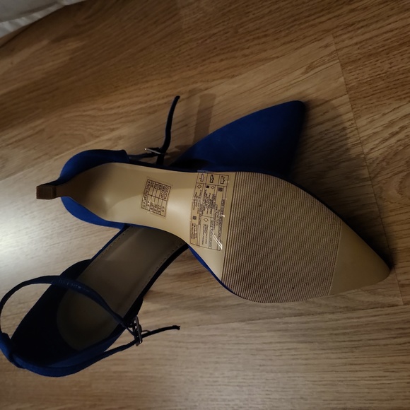 forever21 blue strappy pointy toe heels size 6.5 - Picture 4 of 6